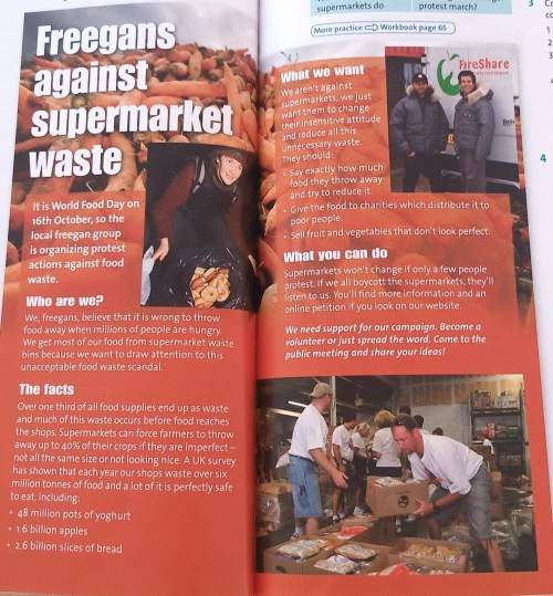 Read the text Freegans against supermarket waste again and choose answers. ​