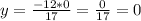 y=\frac{-12*0}{17}= \frac{0}{17}=0\\