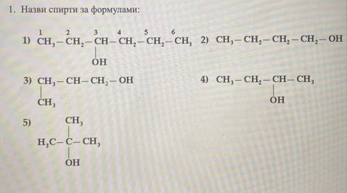 Назви спирти за формулами: