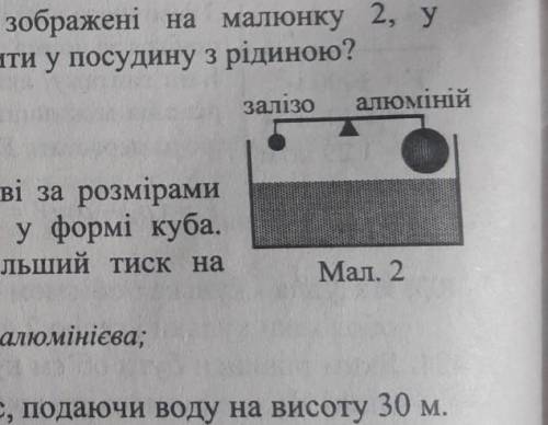 чи залишиться важільні Терези, зображені на малюнку 2 у рівновазі якщо тіла повністю занурити у посу