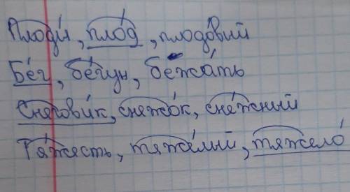 Прочитай. Поставь в словах ударение, выдели корень. Подчеркни в каждом ряду проверочное слово. Плоды