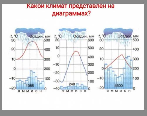 Какой климат представлен в диаграммах ?​