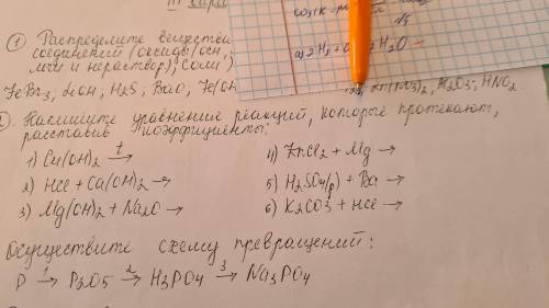 Напишите уравнения реакций которые протекают расставить коэффициент 1) Cu(OH)2 2)Hu+Ca(OH)2 3)Mg(OH)