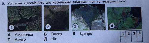 ГЕОГРАВИЯ 6 КЛАСС!установи відповідність між космічними знімками гирл та назвами річок​