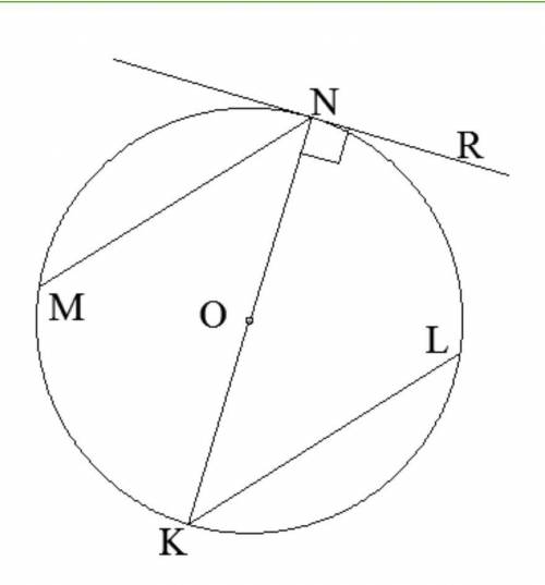 Через кінці діаметра KN проведено дві рівні хорди MN і KL. Знайди:Довжину діаметра KN;Кут між хордою