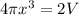 4\pi x^{3} =2V