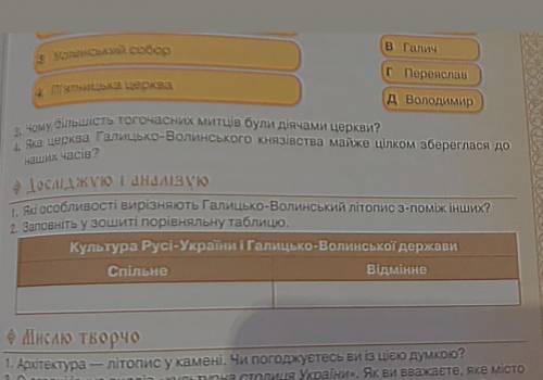 запомніть порівняльну таблицю культура Русі України і галицько-волинського держави спільне та відмін