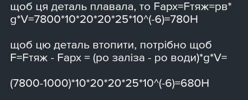 Мідну деталь розмірами 40*30*65 см налили бензин . Яку силу потрібно прикласти ч щоб утримати цю дет