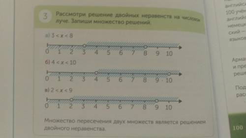 Расмотри решение двойных неравенств на числовомлуче запиши множество решений#3,А,Б,В.