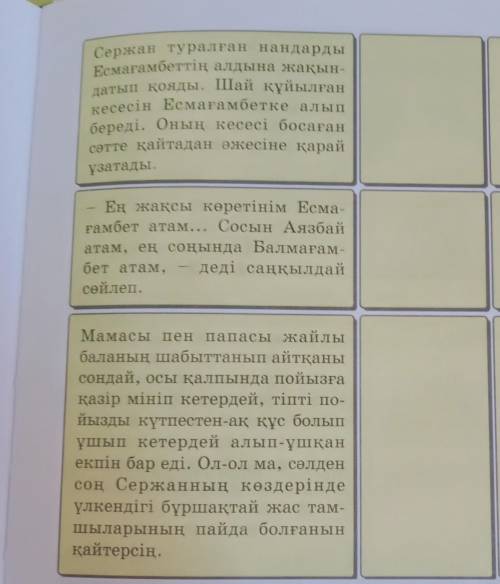 4-тапсырма. Берілген үзінділерде кейіпкердің қандай көңіл күйі ақтаруы, бар ықыласымен қызмет ету жә