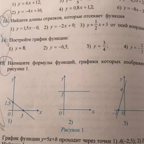 15. Напишите формулы функций, графики которых изображены на рисунке 1.