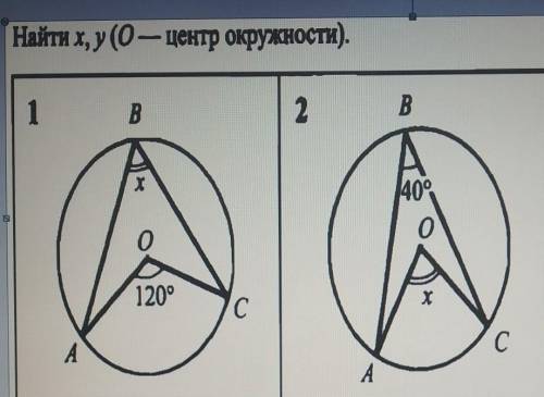 Найти x, y(0— центр окружности вписанного угла​