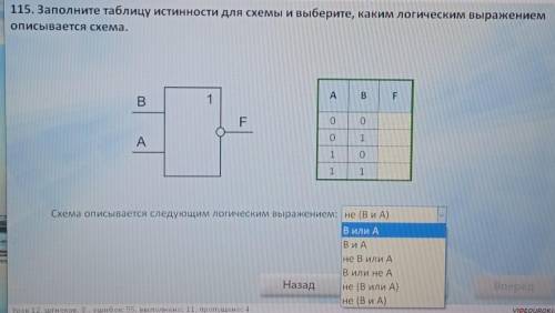 Заполни таблицу истинности для схемы и выбери, каким логическим выражением описывается схема.​