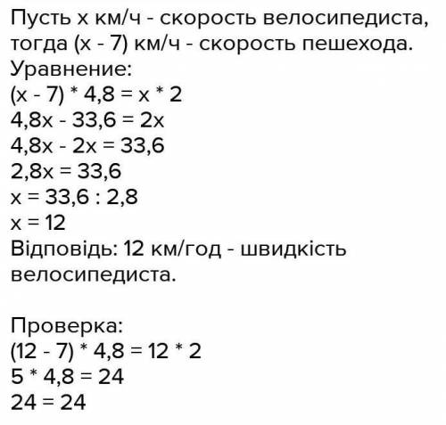 с задачей Олена долає пішки відстань між селами за2,4 години а Аліна за 3 години.Знайди швидкість ко