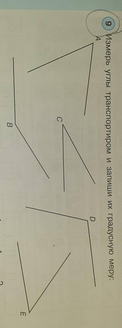 9 Измерь углы транспортиром и запиши их градусную меру:ADсE вас ​