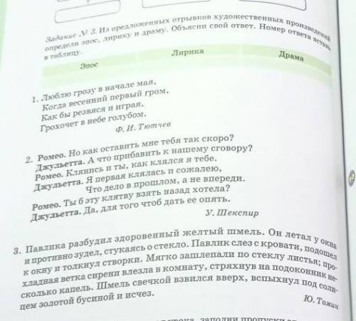 С. Задание N 3. Из предложенных отрывков художественных произведенийопредели эпос, лирику и драму. О