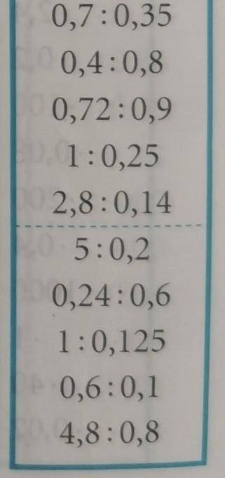 2,4 : 80,21 : 31 : 20,35 : 72,9 : 1034 : 10 5,6 : 7 0,8 : 40,025 : 50,81 : 91,3 : 100,42 : 64,5 : 5