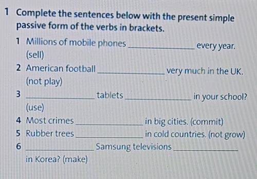 1 .compete the sentences below with the present simple passive form of the verbs in brackets.​