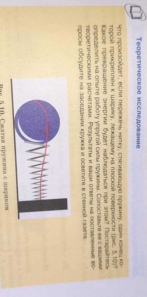 теоретическое исследование Что произойдёт если пережечь нитку стягивающую пружину один конец которой