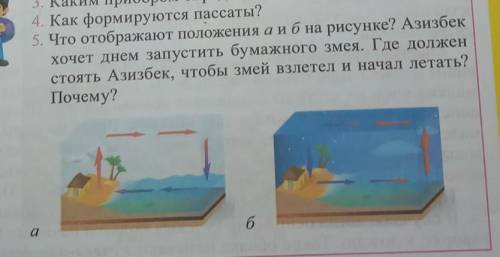 Что отбражают положения a и б на рисунке? Азизбек хочет днем запусттть бумажного змея. Где должен ст