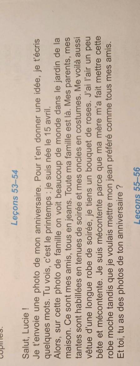 6. Amélie est vêtue de son jean préféré. Exercice 2.Réponds aux questions.1. De quelle fête parle Am