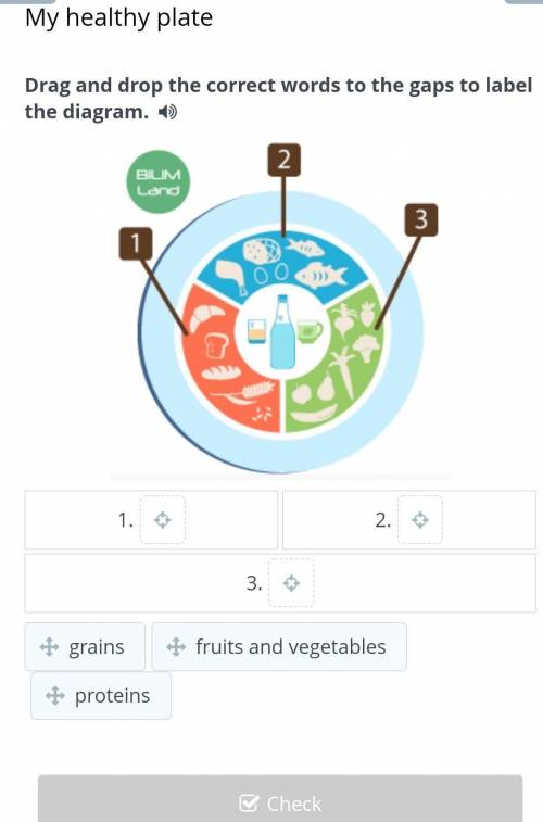 My healthy plate Drag and drop the correct words to the gaps to label the diagram. 1.2.3.Помагите по