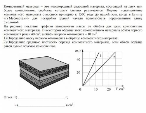 CРОЧНО НУЖНА ПИШУ ВПР Композитный материал – это неоднородный сплошной материал, состоящий из двух и