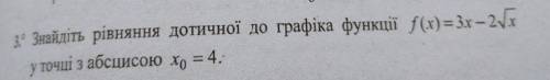 Найдите уравнение касательной к графику функции (на фото) в точке с абсциссой x0=4