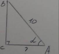 В прямокутному трикутнику ABC (∠C=90°) AB=10см, ∠A=α. Знайдіть AC