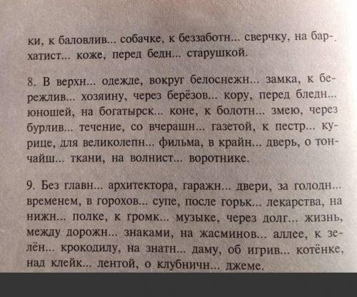 вставьте пропущенные буквы вместо точек 8 и 9 задание, русский язык 8 класс ​