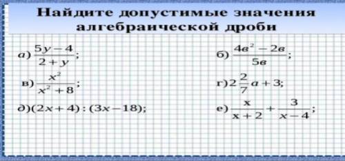 Найдите допустимые значения алгебраической дроби