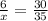 \frac{6}{x} = \frac{30}{35}