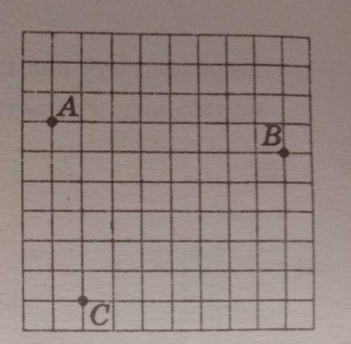 Перерисуйте в зошит рисунок. Побудуйте коло яке проходить через точки А, В і С​