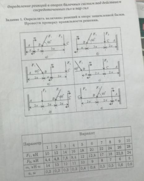 Техническая механика решить Вариант 5 рисунок Г Заранее