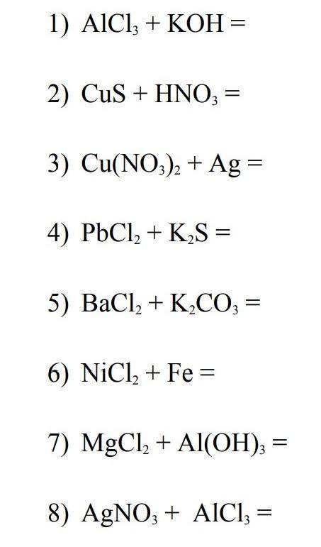 Написати рівняння можливих реакцій​