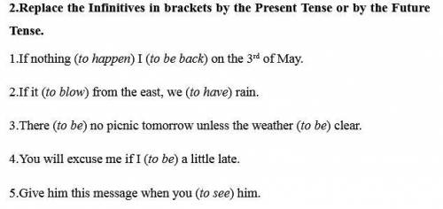 Замініть інфінітиви в дужках на теперішній час або на майбутній час.Задание на фото: