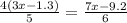 \frac{4(3x- 1.3)}{5} = \frac{7x - 9.2}{6}