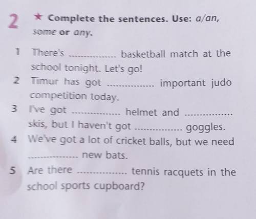 Complete the sentencès.Use a/an,some/any ex2​