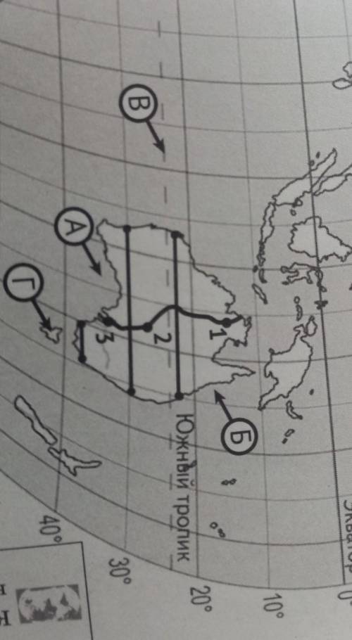 На карте буквами обозначены объекты определяющие географическое положение указанного вами материка ​