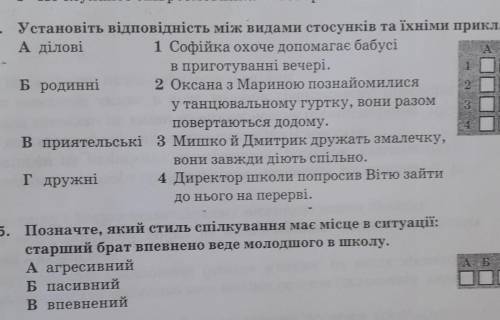 Установіть відповідність між видами​