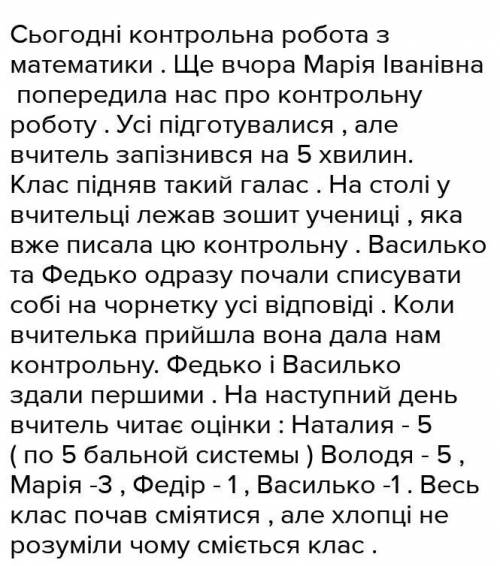 Оповідання на тему: Випадок на контрольній !! ​