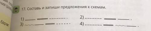 Е 17. Составь и запиши предложения к схемам. . 1) 3) ~ 2) 4). .-.-.-.-.-.