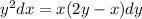 {y}^{2} dx = x(2y - x)dy