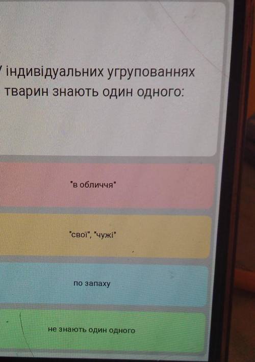 У індивідуальних угрупованняхТварин знають один одного:​