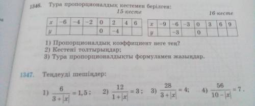 Тура пропорционалдық кестедемен берілге: