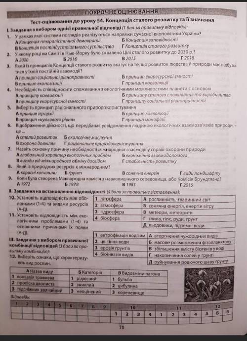 Тест по биологии концепція сталого розвитку та її значення