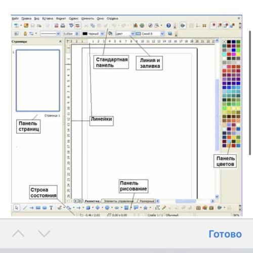 Дано изображение окна OpenOffice. org Draw. Выбери верный ответ. 1. Начальное окно Draw 2. Изменение