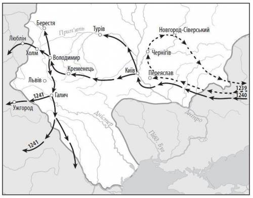 На фрагменті картосхеми позначено напрямки походів: переяславського князя Володимира Мономаха проти