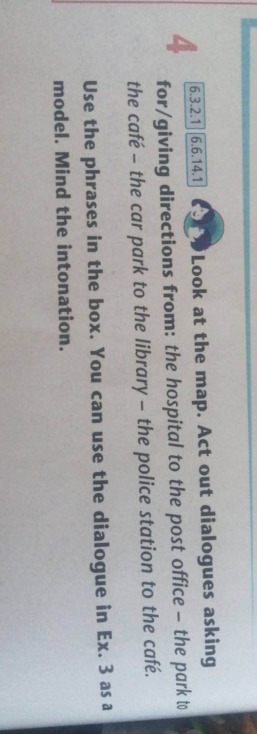 6.3.2.1/ 6.6.14.1 4Look at the map. Act out dialogues askingfor/giving directions from: the hospital