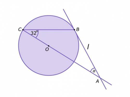 Линия l l является касательной к окружности с центром O O. Сегмент A C ACвключает точку O O. Найт